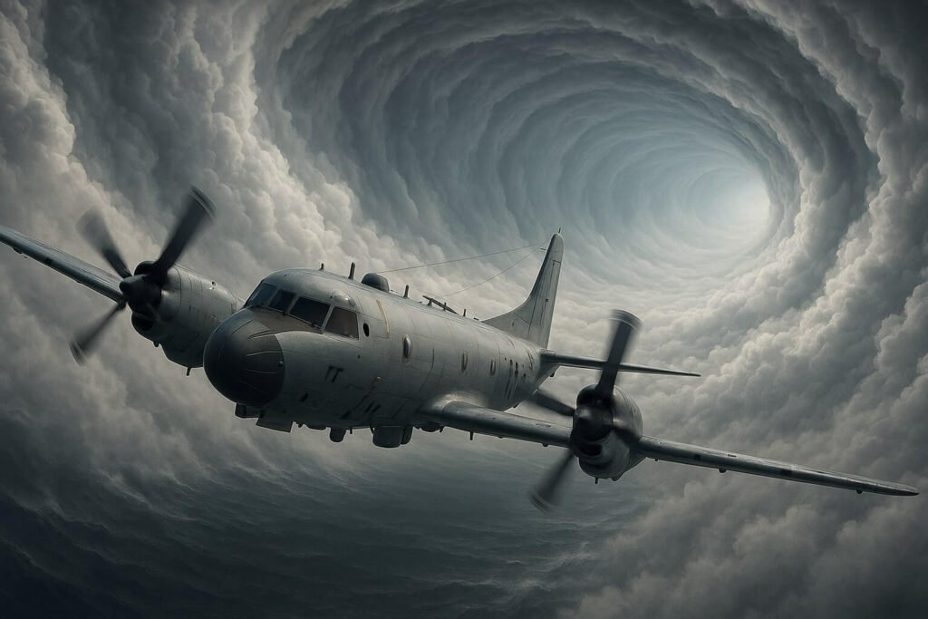 Aircraft Approaching Cyclone Eye