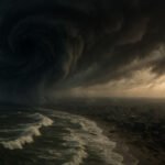 Cyclone Over Storm-Battered City