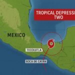 Tropical Depression Two was located in Mexico